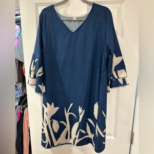 Blue boho bell sleeve dress